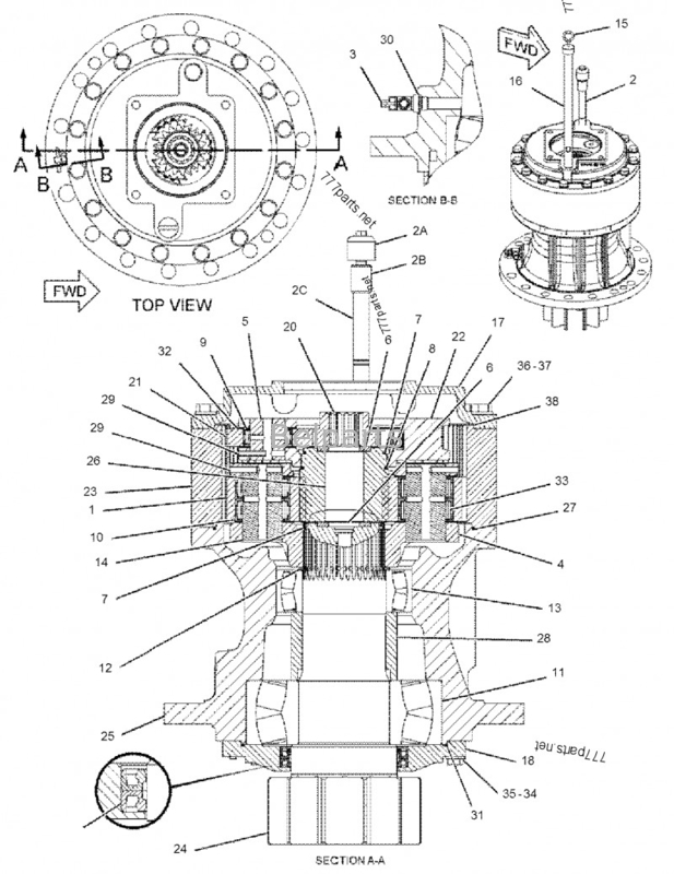 Belparts อะไหล่รถขุด 322/324/325/329 กระปุกเกียร์สวิง 191-2693 Assy . ลดแรงสวิง