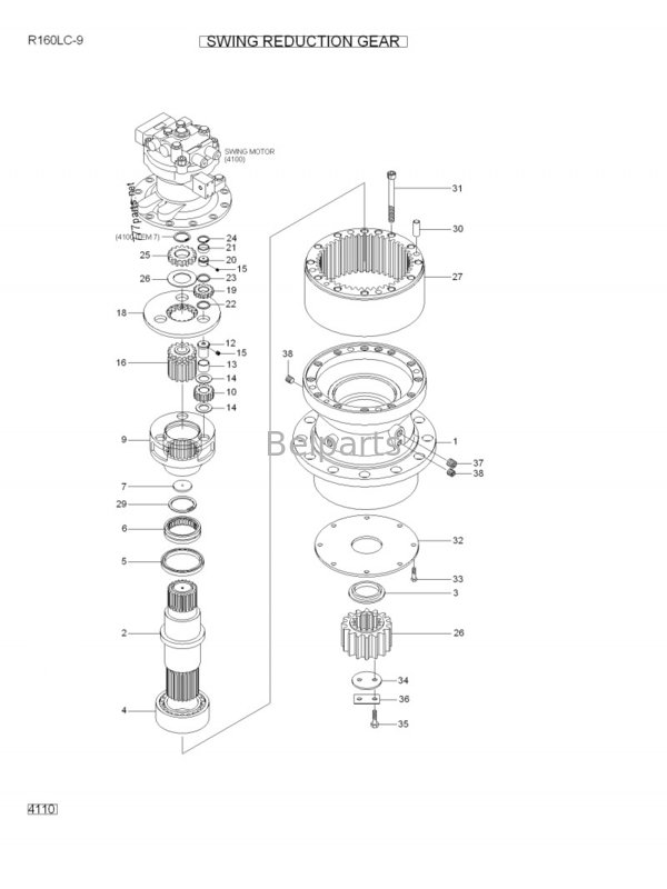 รถขุดขนาดเล็ก R160LC-9 R210LC-9 Assy ลดสวิง 31Q6-10140 กระปุกเกียร์สวิงสำหรับ Hyundai