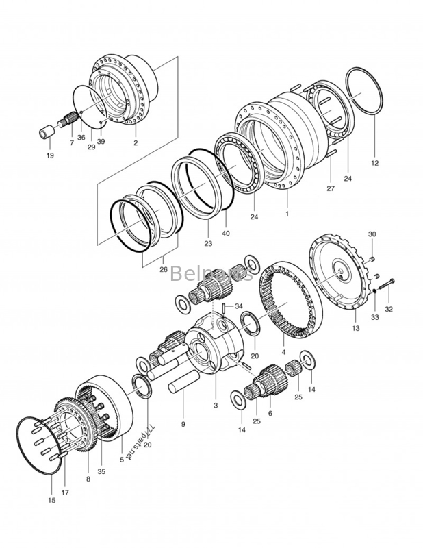DX255LC Excavator Traveling Motors K1011413A Travel Motor ไฮดรอลิกสำหรับ Doosan