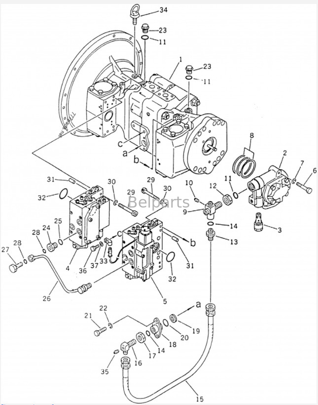 Pc220 Pc 220-3 Belparts Excavator ปั๊มหลัก Pc220 5 Pc220-5 Pc220-7 708-25-01054 ปั๊มไฮดรอลิกสำหรับ Komatsu