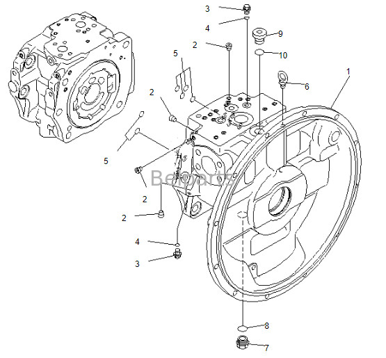 Belparts Excavator Main Pump Pc400-7 ปั๊มไฮดรอลิก 708-2H-00026 สำหรับ Komatsu