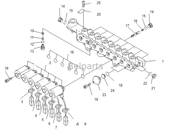 Belparts Excavator Solenoid Valve PC200-7 20Y-60-31211 209-60-77250 สำหรับ Komatsu