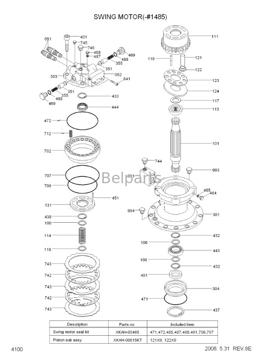 Belparts Excavator Slewing Motor R320-7 Swing Motor Assy 31N8-12010 31N9-10131 สำหรับฮุนได
