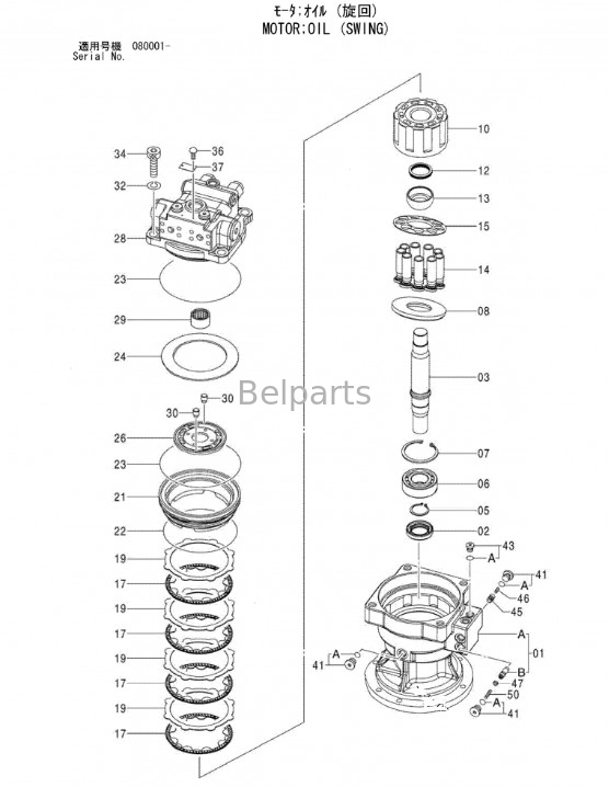 Belparts Excavator Slewing Motor ZX120-3 Swing Motor Assy 9177550 สำหรับฮิตาชิ