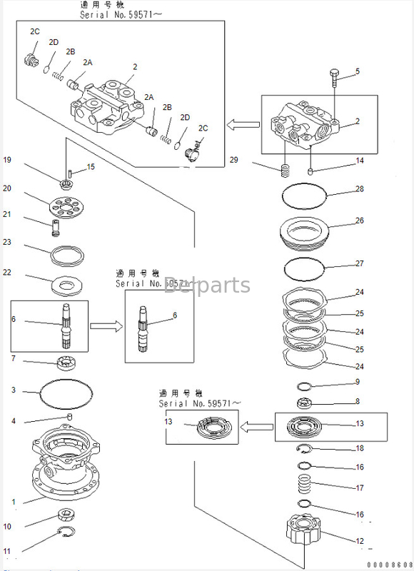 Excavator Slewing Motor Pc40 Pc60-7 Swing Motor Assy 708-7T-00470 มือสอง