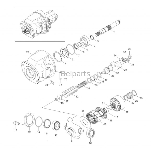 เครื่องขุดดิน ปั๊มหลัก R55-7 R60 ปั๊มไฮดรอลิก 31M8-10020 31M8-10021 สําหรับ Hyundai