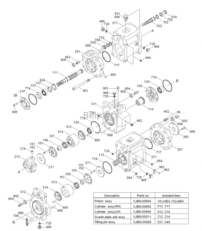 เครื่องขุดเบลท์พาร์ท สําหรับ Hyundai R450lc ปั๊มไฮดรอลิก 31NB-10010 31NB-10020 31NB-10022