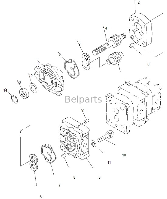 PC50MR-2 9086 Belparts Excavator Main Pump สําหรับปั๊มไฮดรอลิก Komatsu 708-3S-00461 705-41-08090