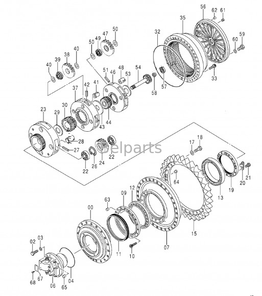 EX1200-6 สําหรับฮิตาชิ 9270013 อะไหล่เบล excavator มอเตอร์การเดินทาง assy 9301479 Final Drive Assy