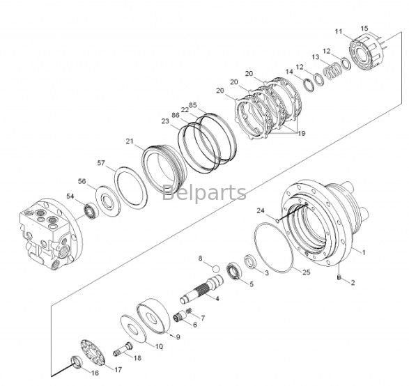 R55-7 R55-7A Final Drive Assy Belparts Excavator Travel Motor Assy 31M8-40010 31M8-40020 สําหรับ Hyundai