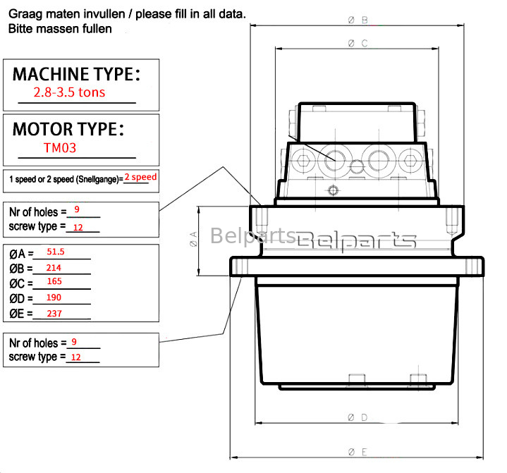 IHI28N IHI25VX IHI25NX IHI30NX Bobcat325 EC25 เครื่องขับเคลื่อนสุดท้าย สําหรับชิ้นส่วนเครื่องขุด TM03