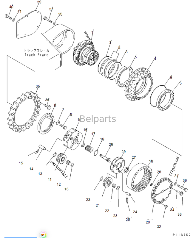 Belparts รถขุด PC300-7 207-27-71140 708-8H-00320 อะไหล่เปลี่ยนแบริ่งเกียร์เดินทางของรถขุด