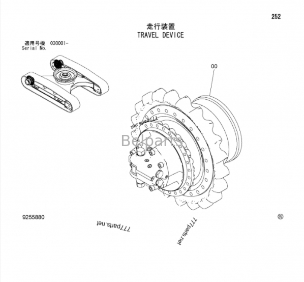 กระปุกเกียร์เดินทาง ZX270-3 ZX270LC-3 ZX280-3 ZX280LC-3 สำหรับอะไหล่รถขุด Hitachi 9255880 9256990 ตัวลดความเร็วการเดิน