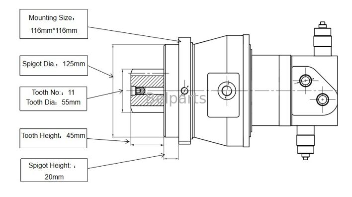 มอเตอร์สวิงสำหรับ ZX16-3 ZX17U-2 ZX17UNA-2 ZX18-3 Hitachi อะไหล่รถขุด 4654366 อุปกรณ์โรตารี