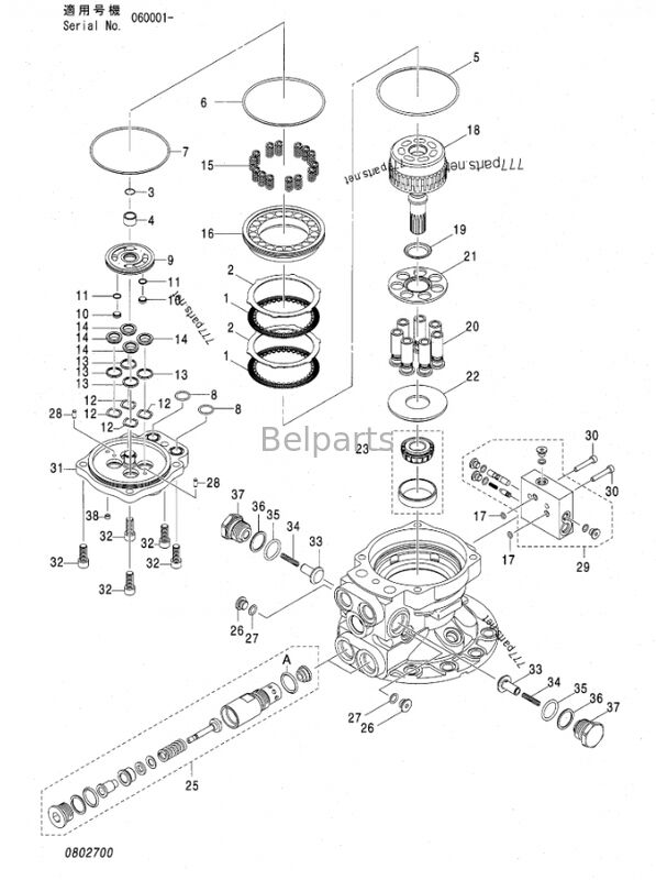 มอเตอร์สวิง ZX70 ZX80 ZX70LC ZX75UR-3 ZX75US ZX80LCK ZX80SB ZX80SBLC ZX85US สำหรับ HITACHI Mini Excavator Parts MFC40-002A 4470057 4429255 4445648 4429255 อุปกรณ์โรตารี