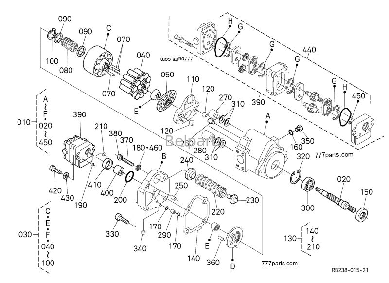 ปั๊มไฮดรอลิก Kubota U17-3 KX41-3 KX018-4 อะไหล่เครื่องขุดเล็ก PVD-00B-15P-5G3-4982A ปั๊มพิสตันหลัก RB238-61112 RB238-61110 RG138-61110 RG138-61114 RG138-61113
