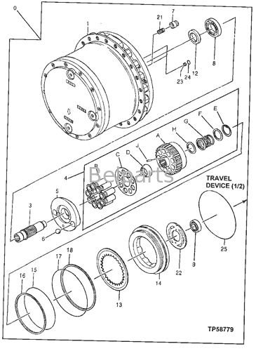 John Deere 160LC Final Drive ส่วนขุด AT183684 AT218124 4359799 4359799EX ตัวลดความเร็วมอเตอร์ไฮดรอลิกเดินทาง