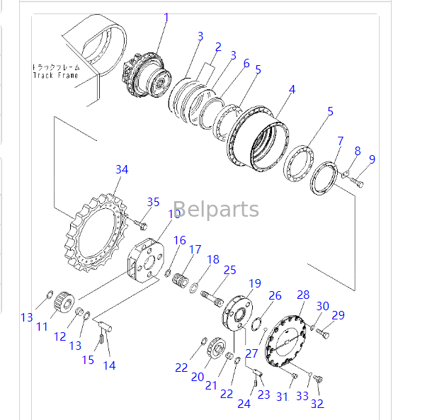 208-27-00311 208-27-00312 ไดรฟ์สุดท้ายสำหรับ KOMATSU PC400-7 PC400-8 PC450-7 PC450-8 LC Excavator Travel Track มอเตอร์พร้อมตัวลด