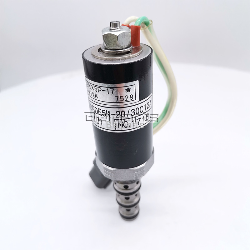 ชิ้นส่วนรถขุดไฮดรอลิกขนาดเล็ก SK200-5 12A-101 12A-111 G24D12 G24Y12 ปั๊มหลักโซลินอยด์วาล์ว