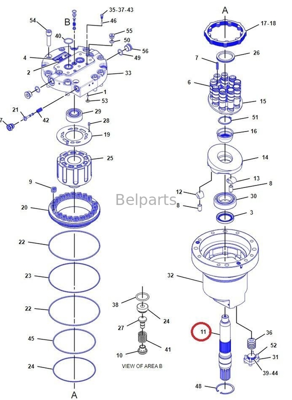 ชิ้นส่วนเครื่องยนต์เครื่องจักร E330D E336D Excavator Swing Motor Shaft 167-3855 สำหรับ