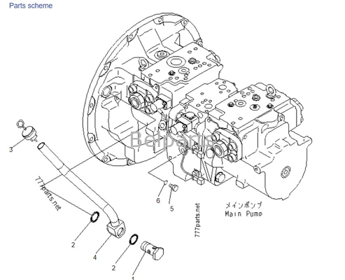 Komatsu PC400-7 708-2H-00022 708-2H-00450 708-2H-00460 ปั๊มแกนไฮดรอลิก สําหรับชิ้นส่วนเครื่องขุดขนาดเล็ก