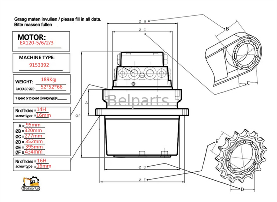อะไหล่เครื่องขุด EX120-5 EX120-6 EX120-2 EX120-3 ดรൈവ์สุดท้ายสําหรับ 9150030 ฮิตาชิ