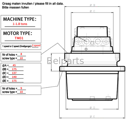 ส่วนของเครื่องขุด TM01 PC14 PC15 U15-3 สําหรับ Komatsu Final Drive